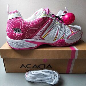 Acacia Dinkshot Unisex White/Pink Pickleball Shoes Size Women’s 13 Men’s 11.5